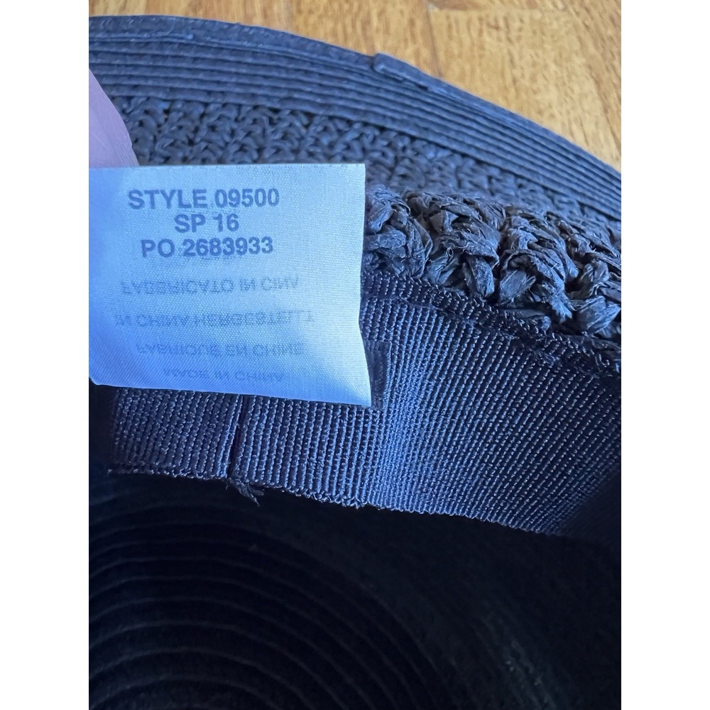 J. Crew‎ Textured Summer Straw Hat 09500 Packable Wide Brim Dusty Dune Black - Picture 10 of 10